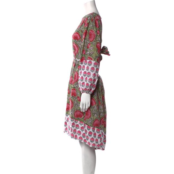 All Things Mochi Red Green Floral Cotton Tie Back Shift Dress Size XL - Picture 14 of 14